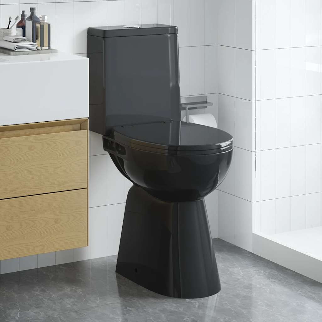 Reunaton Wc 7 Cm Lisäkorkeus, Pehmeä Sulkeutuminen, Musta Keramiikka