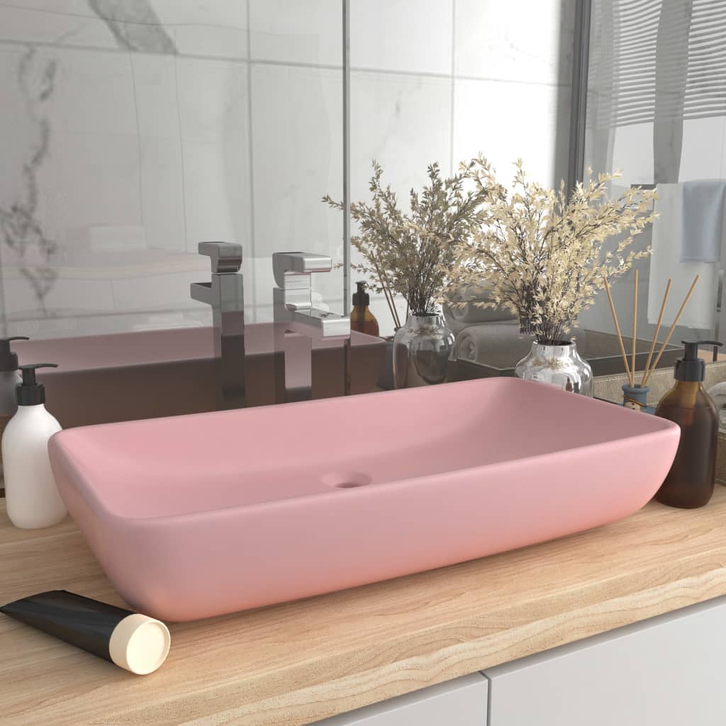 Ylellinen Pesuallas Suorakaide Matta Pinkki 71X38 Cm Keraami