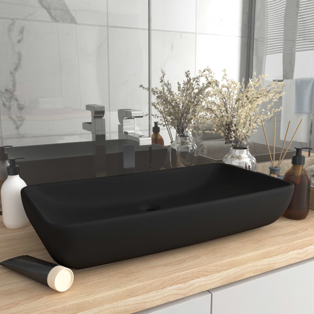 Ylellinen Pesuallas Suorakaide Matta Musta 71X38 Cm Keraami