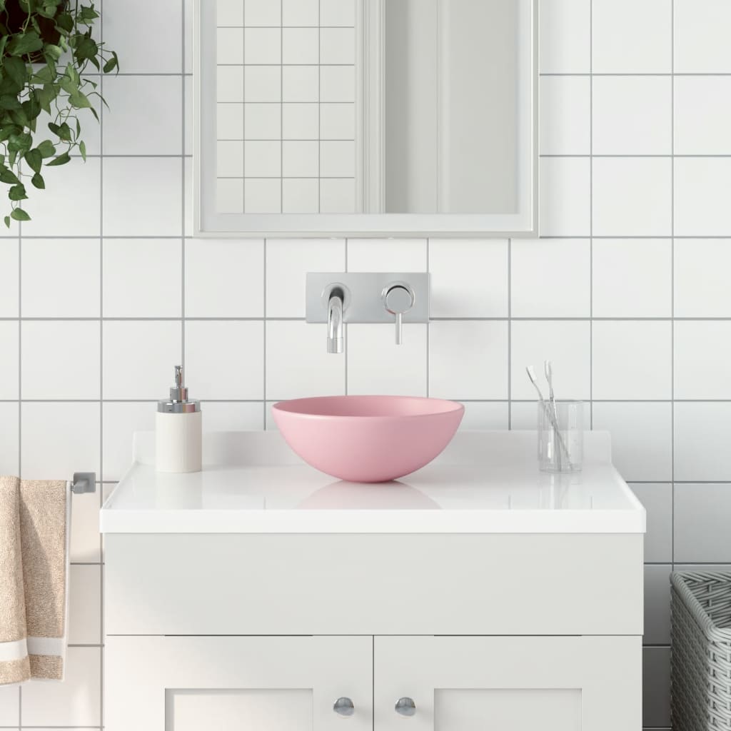 Kylpyhuoneen Pesuallas Keraaminen Pinkki Pyöreä