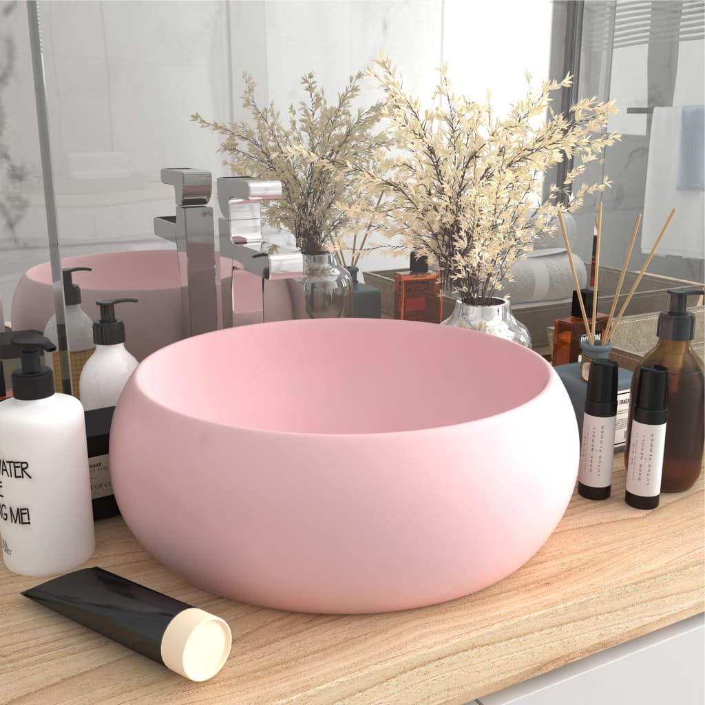 Ylellinen Pesuallas Pyöreä Matta Pinkki 40X15 Cm Keraami
