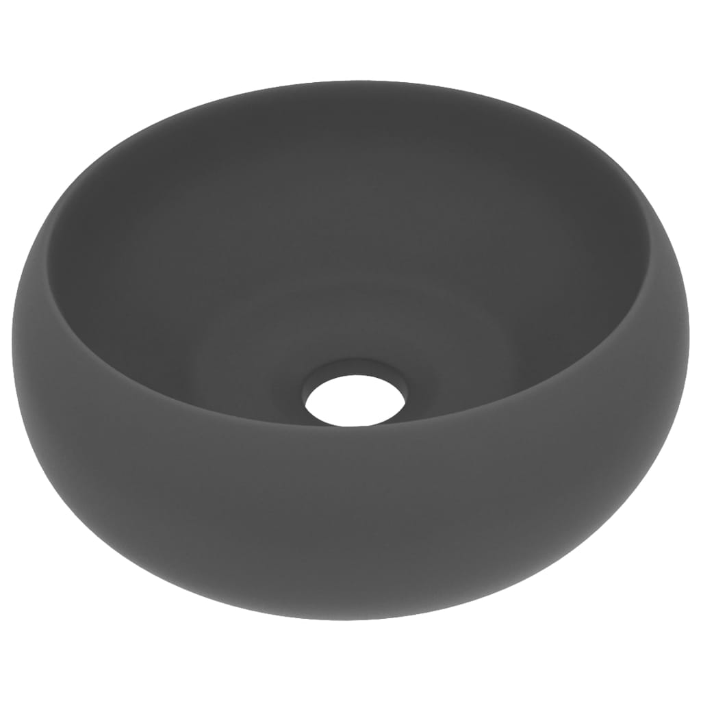 Ylellinen Pesuallas Pyöreä Matta Tummanharmaa 40X15 Cm Keraami