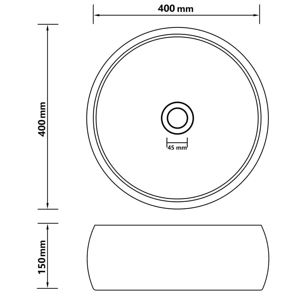 Ylellinen Pesuallas Pyöreä Matta Musta 40X15 Cm Keraami
