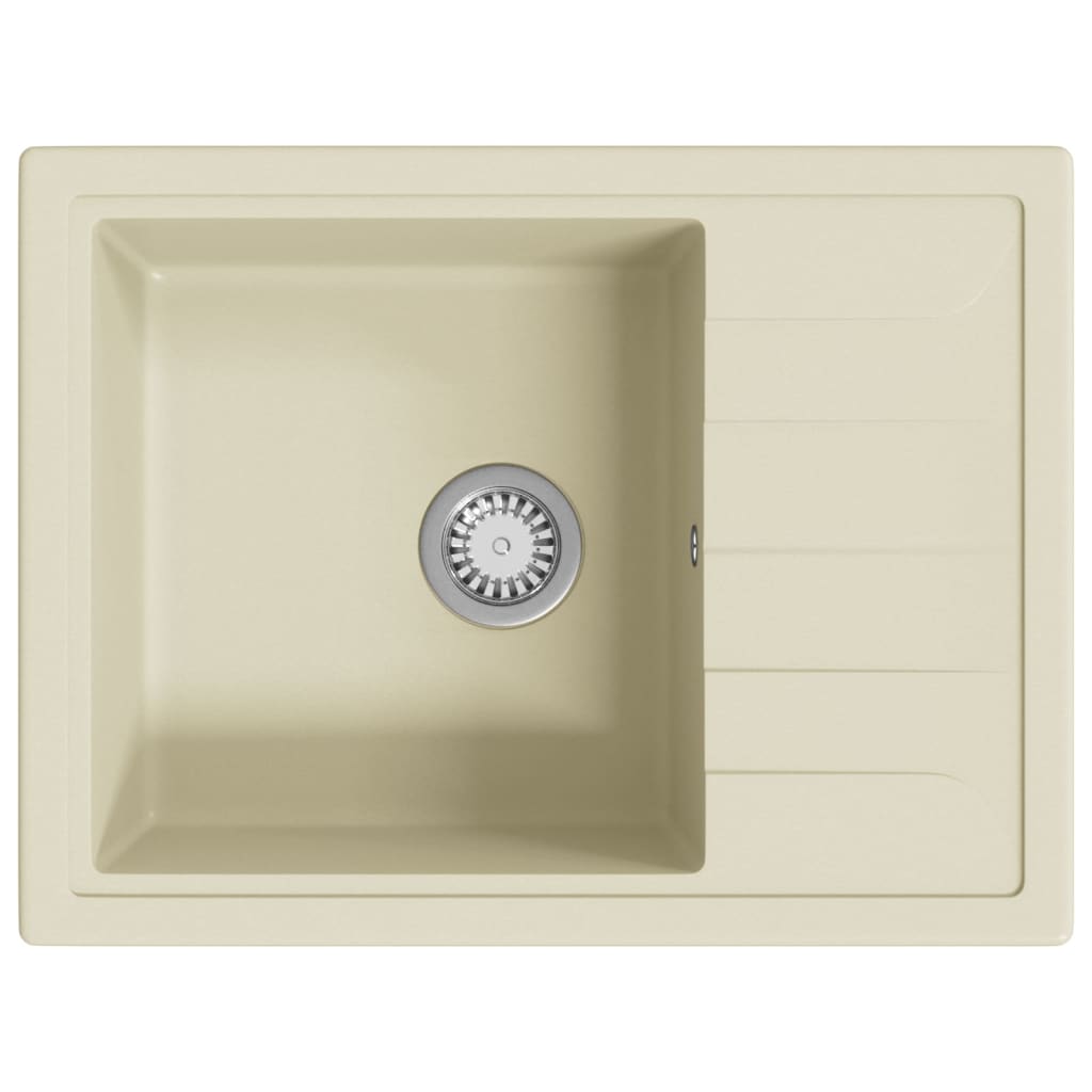 Keittiön Tiskiallas Ylivuotoreiällä Ovaali Beige Graniitti