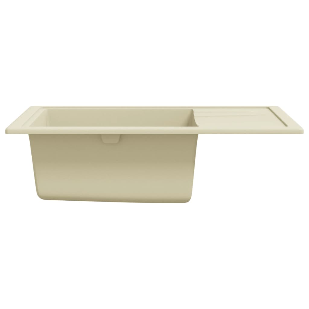 Keittiön Tiskiallas Ylivuotoreiällä Ovaali Beige Graniitti
