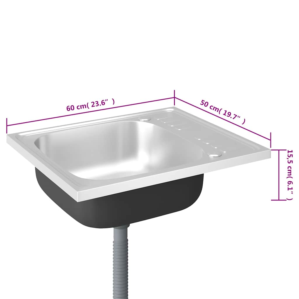 Tiskiallas Viemärisarjalla Hopea 600X500X155 Mm Ruostum. Teräs