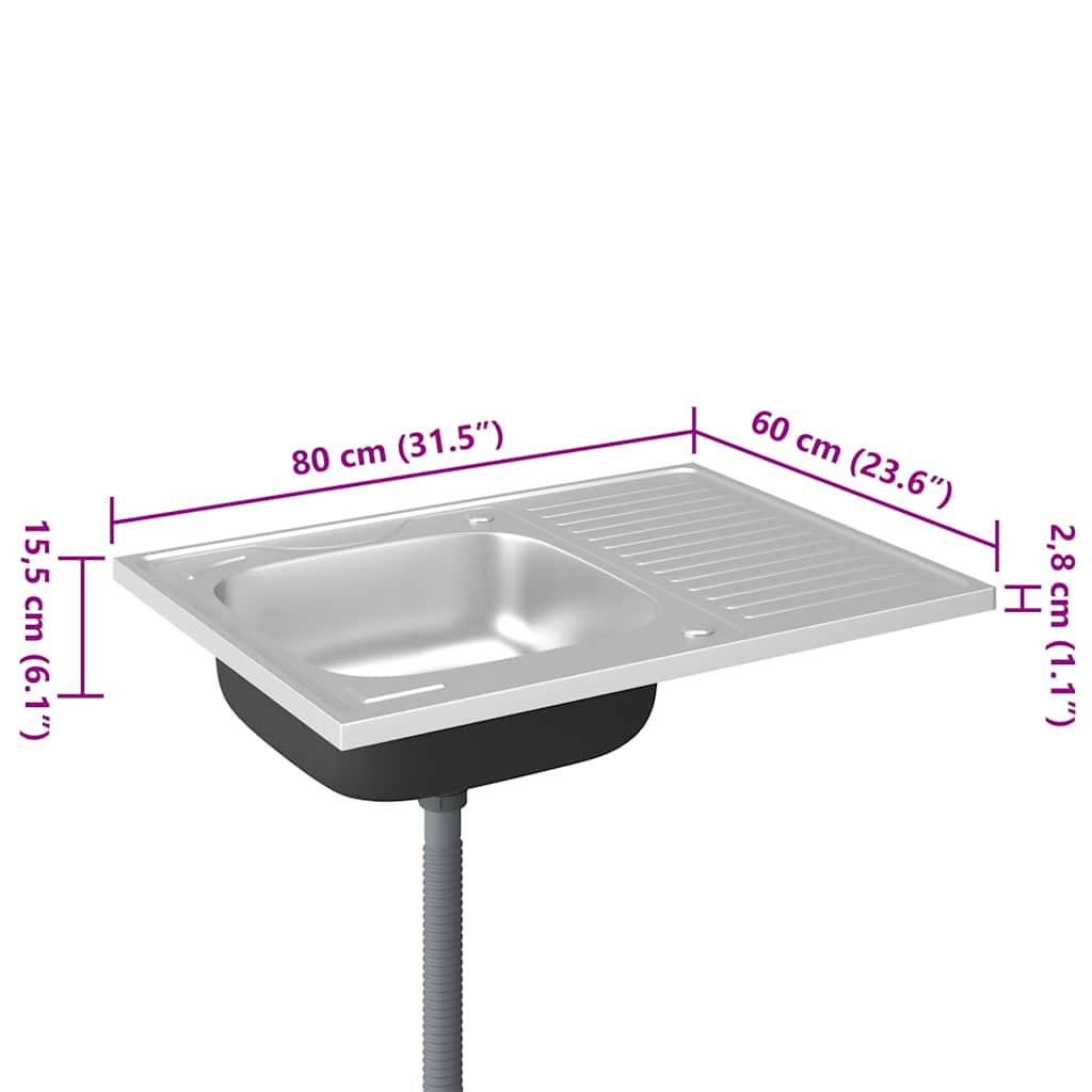 Tiskiallas Viemärisarjalla Hopea 800X600X155 Mm Ruostum. Teräs