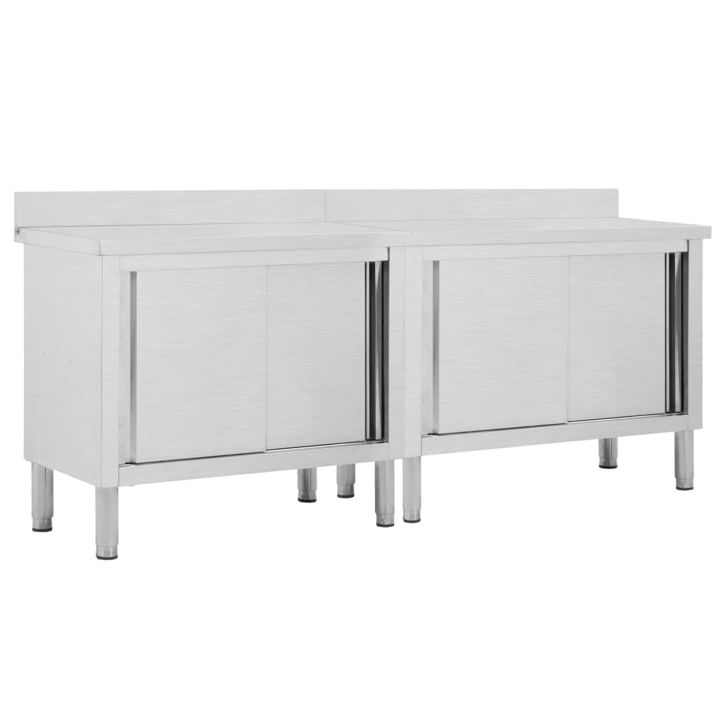Keittiön Työpöydät Liukuovet 2 Kpl 200X50X(95-97)Cm Ruost Teräs