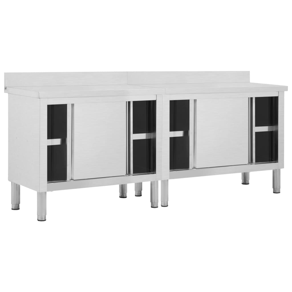 Keittiön Työpöydät Liukuovet 2 Kpl 200X50X(95-97)Cm Ruost Teräs
