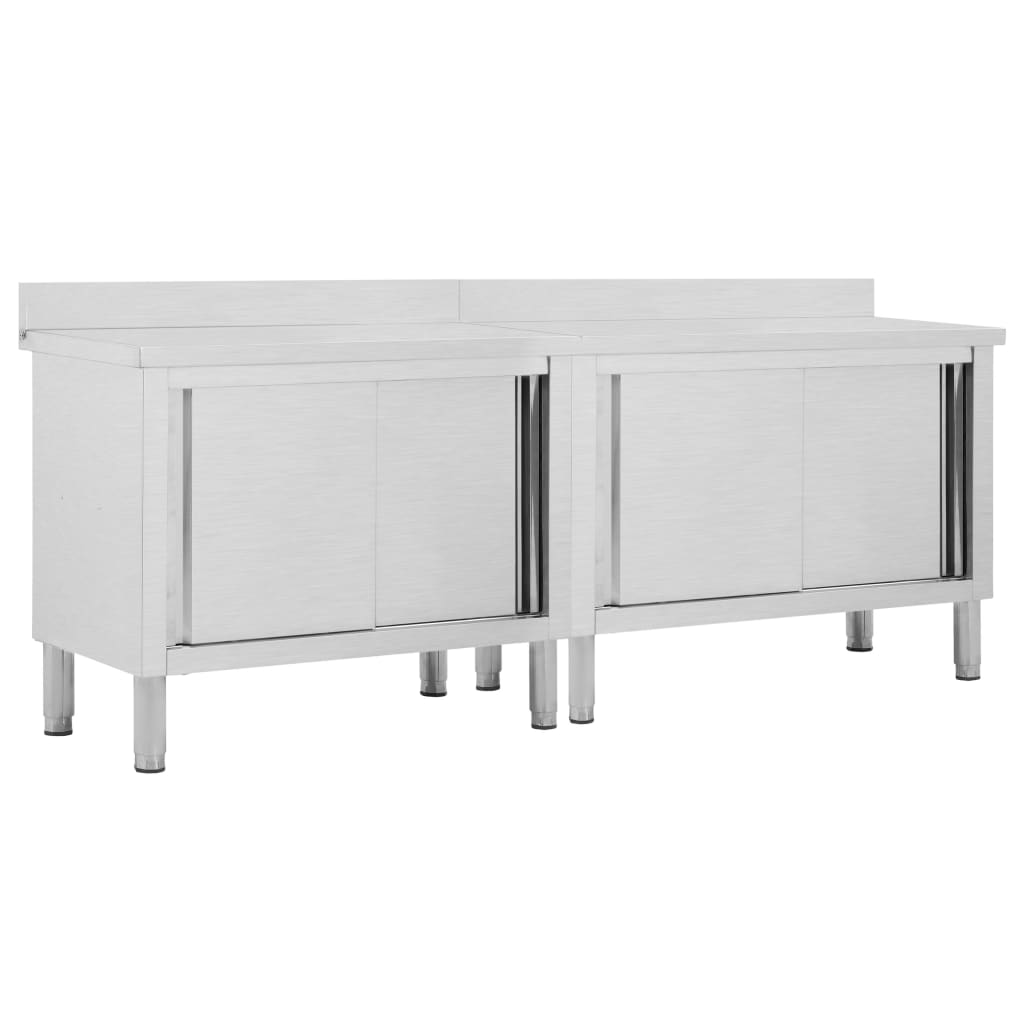 Keittiön Työpöydät Liukuovet 2 Kpl 240X50X(95-97)Cm Ruost Teräs