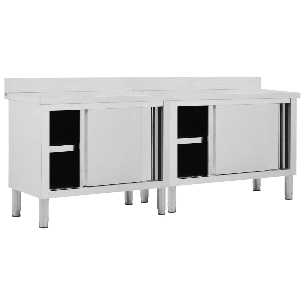 Keittiön Työpöydät Liukuovet 2 Kpl 240X50X(95-97)Cm Ruost Teräs