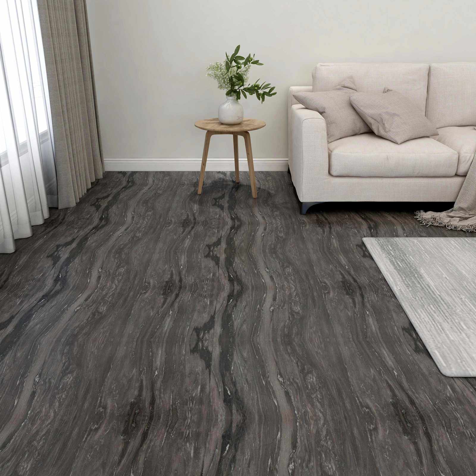Lattialankut 55 Pcs Tumma Harmaa 5,11 M² Polyvinyylikloridi