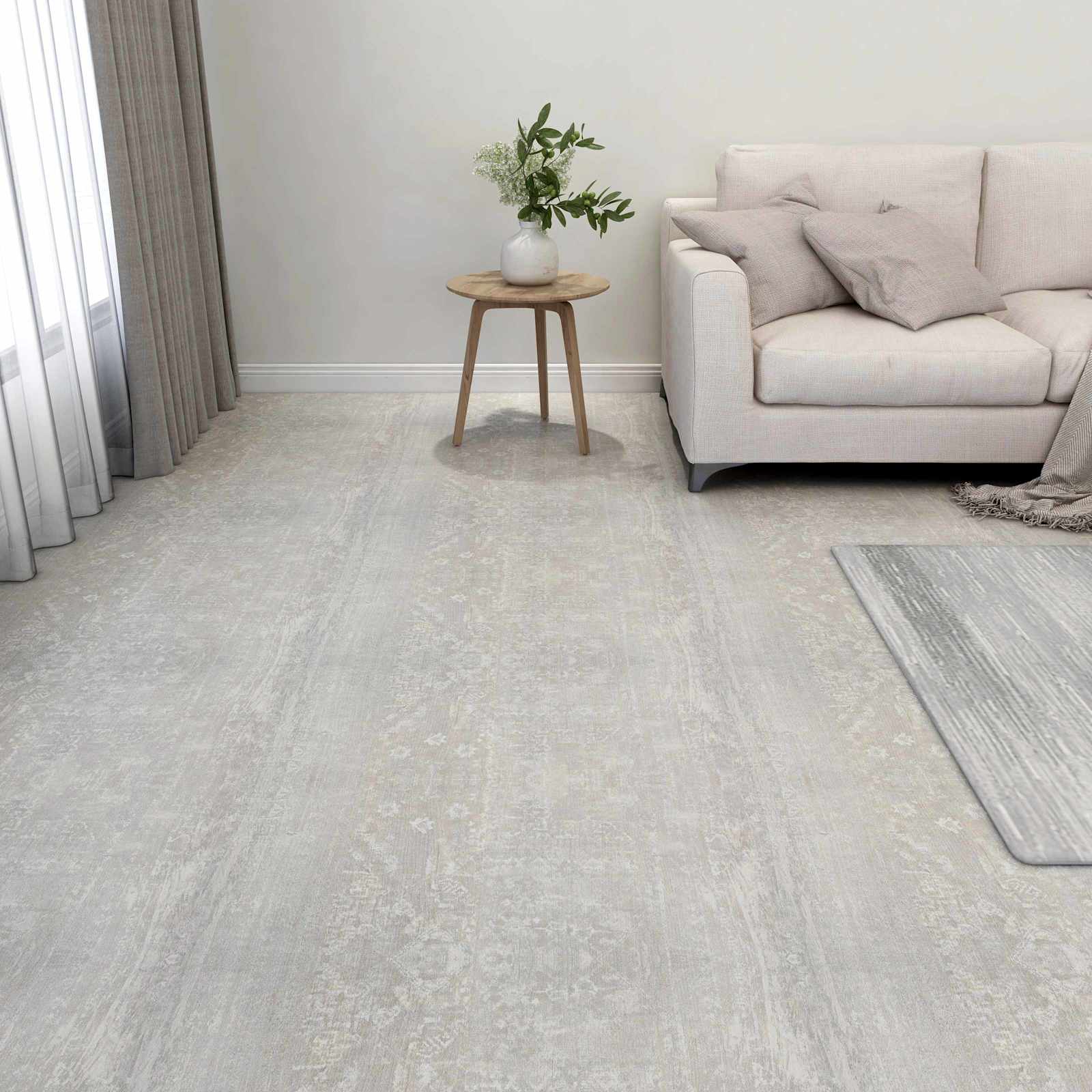 Lattialankut 5,11 M² 55 Pcs Polyvinyylikloridi Valkoinen Ja Puu