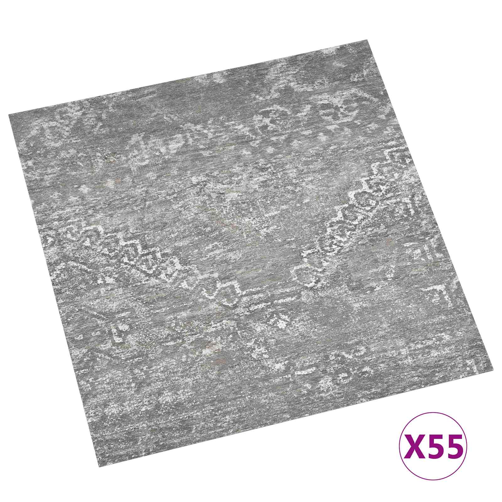 Lattialankut 55 Pcs Betoni Harmaa 5,11 M² Polyvinyylikloridi