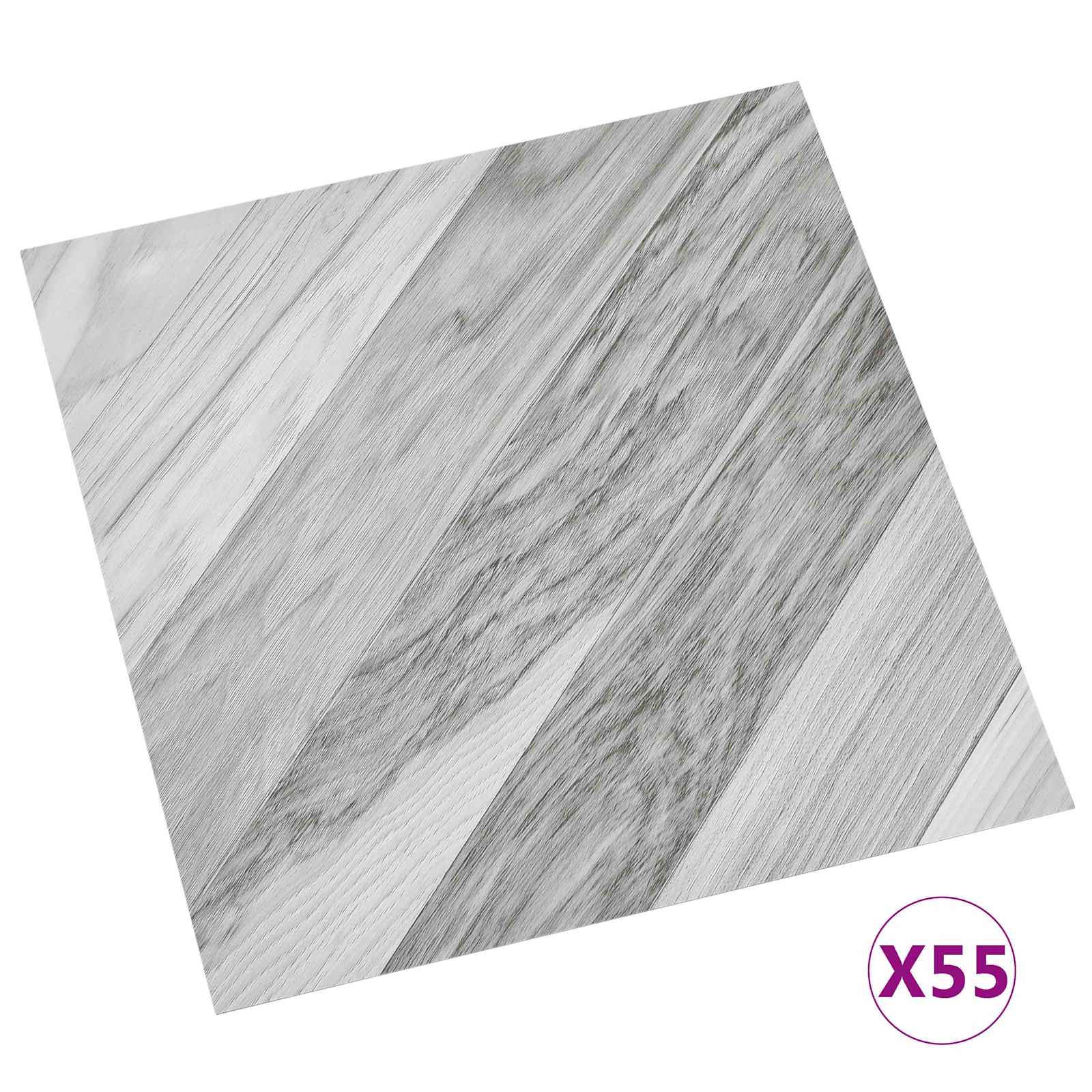 Lattialankut 55 Pcs Harmaa 5,11 M² Polyvinyylikloridi