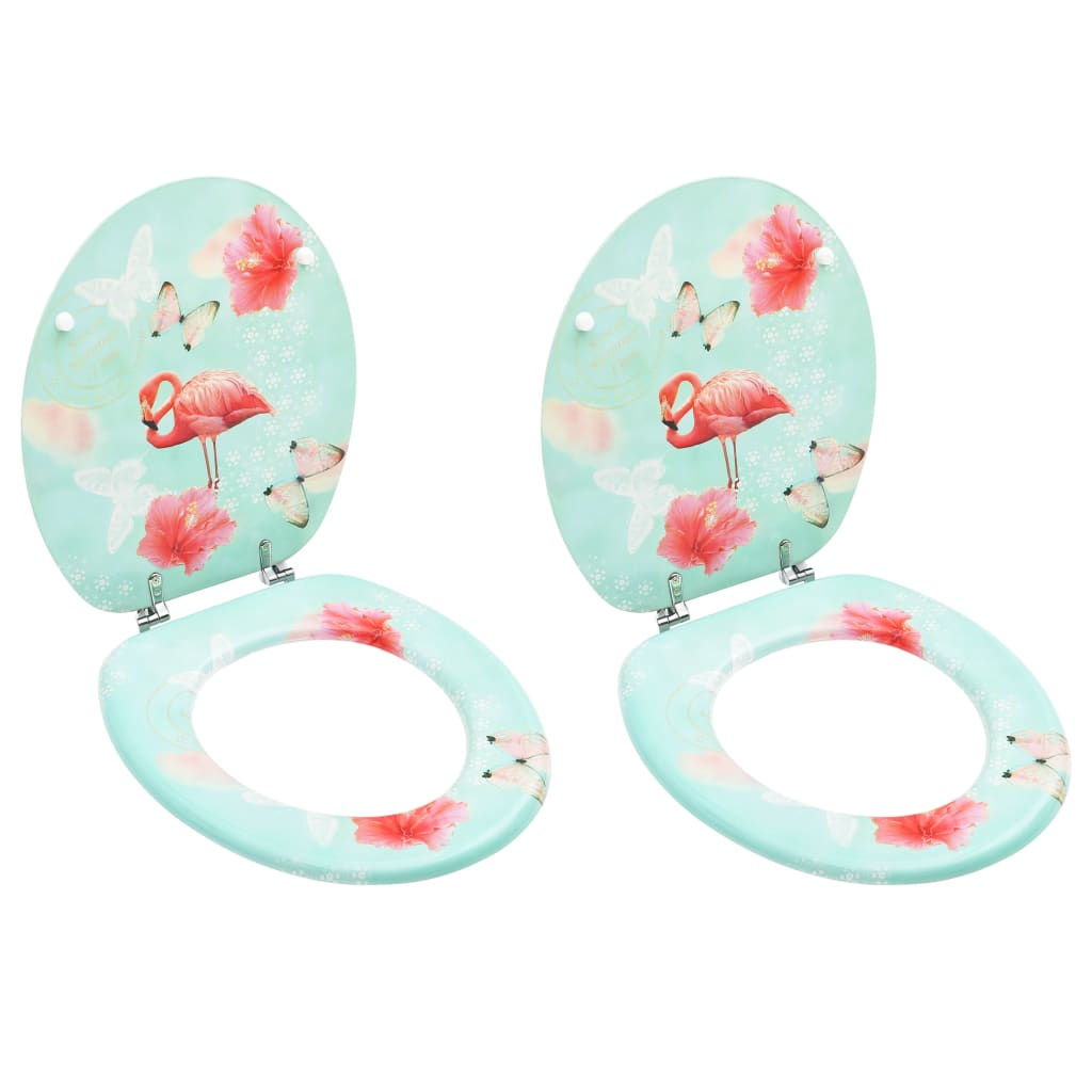 Wc-Istuimet Kansilla 2 Kpl Mdf Flamingokuosi