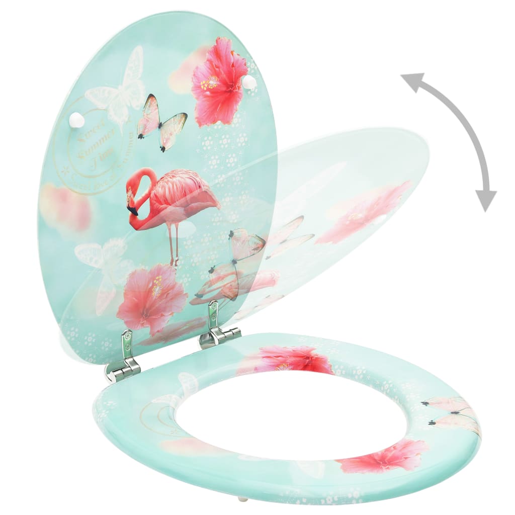 Wc-Istuimet Kansilla 2 Kpl Mdf Flamingokuosi