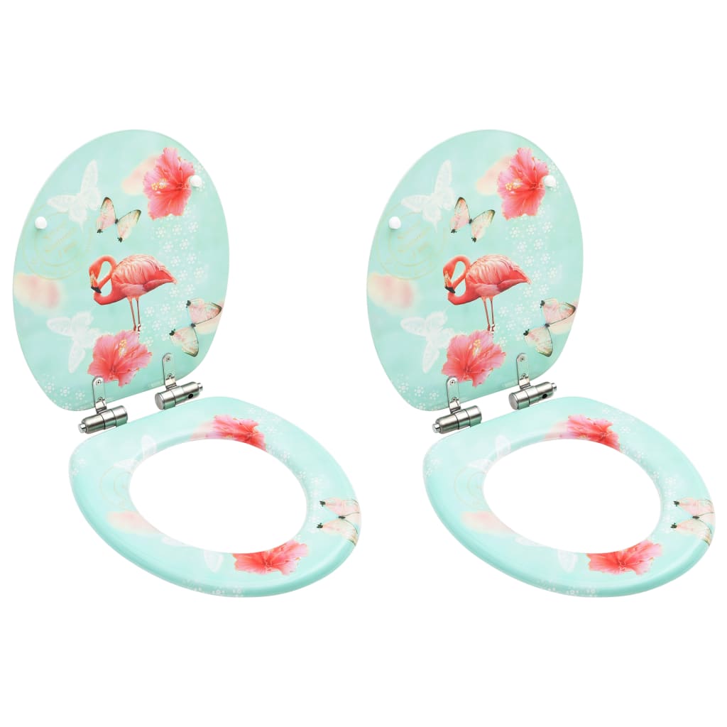 Wc-Istuimet Soft Close -Kansilla 2 Kpl Mdf Flamingokuosi