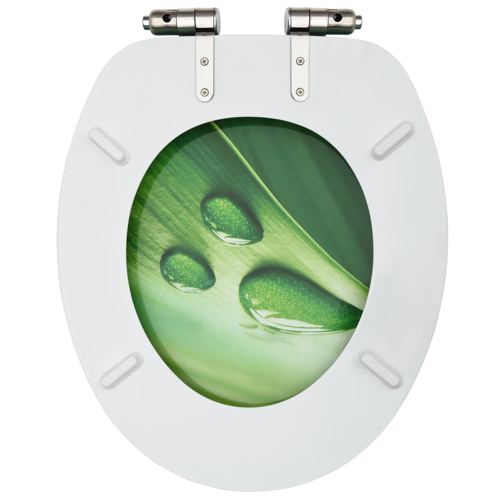 Wc-Istuimet Soft Close Kansilla 2Kpl Mdf Vihreä Vesipisarakuosi