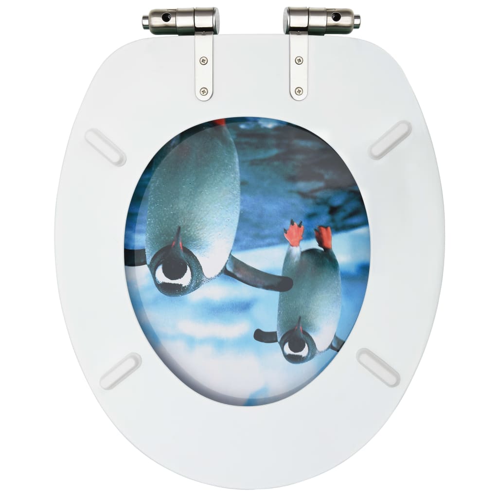 Wc-Istuimet Soft Close -Kansilla 2 Kpl Mdf Pingviinikuosi