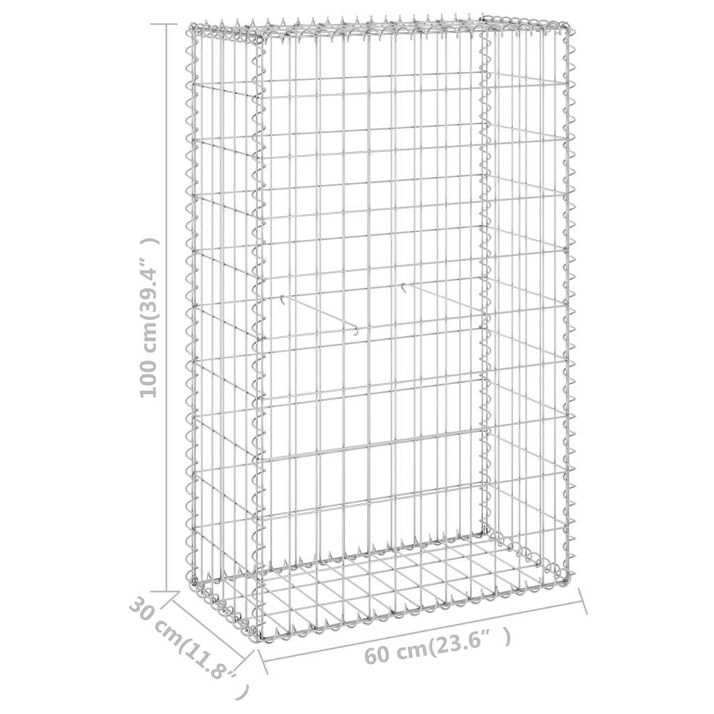 Gabion-Kivikori Kansilla Galvanoitu Teräs 60X30X100 Cm