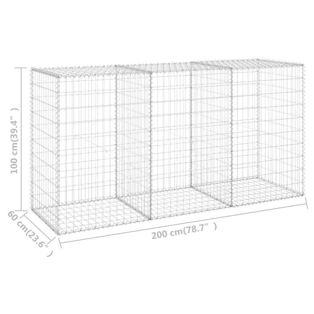 Gabion-Kivikori Kansilla Galvanoitu Teräs 200X60X100 Cm