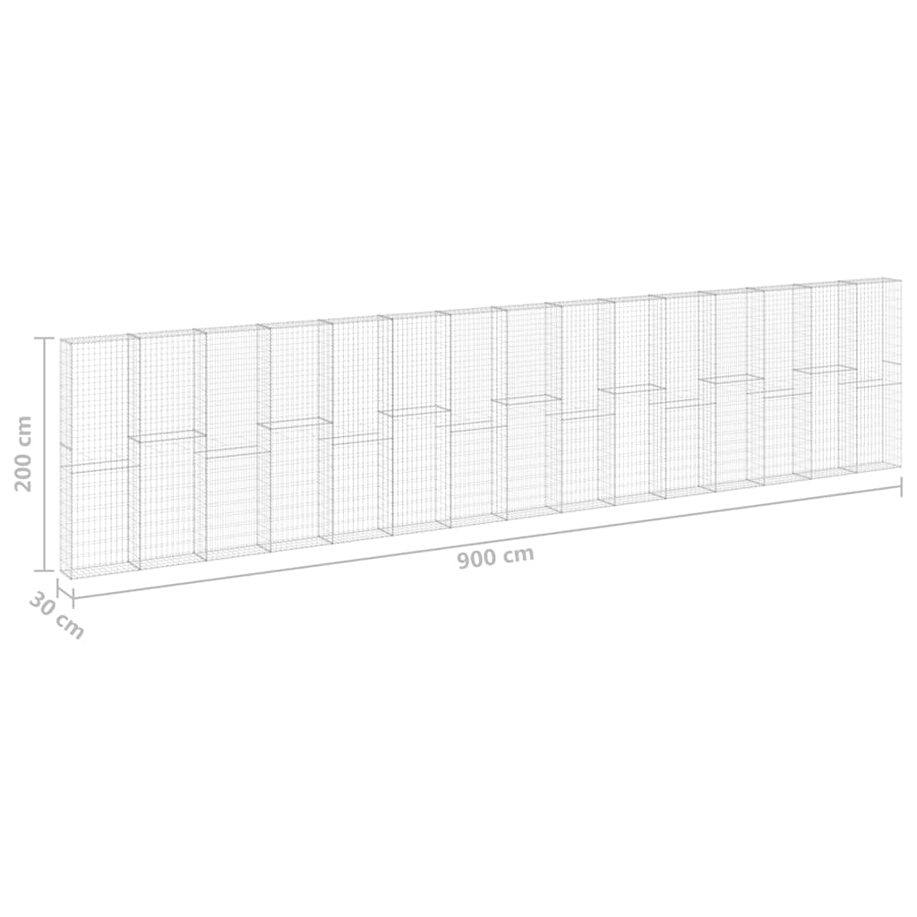 Gabion-Kivikori Kansilla Galvanoitu Teräs 900X30X200 Cm