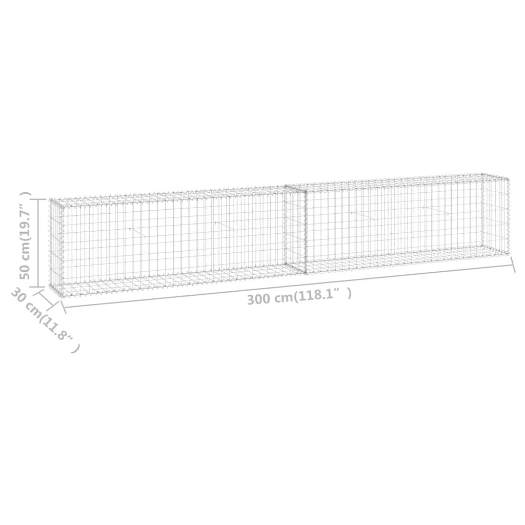 Gabion-Kivikori Kansilla Galvanoitu Teräs 300X30X50 Cm