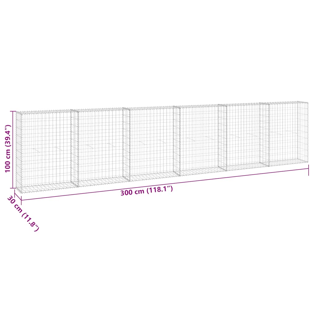 Gabion-Kivikori Kansilla Galvanoitu Teräs 300X30X100 Cm