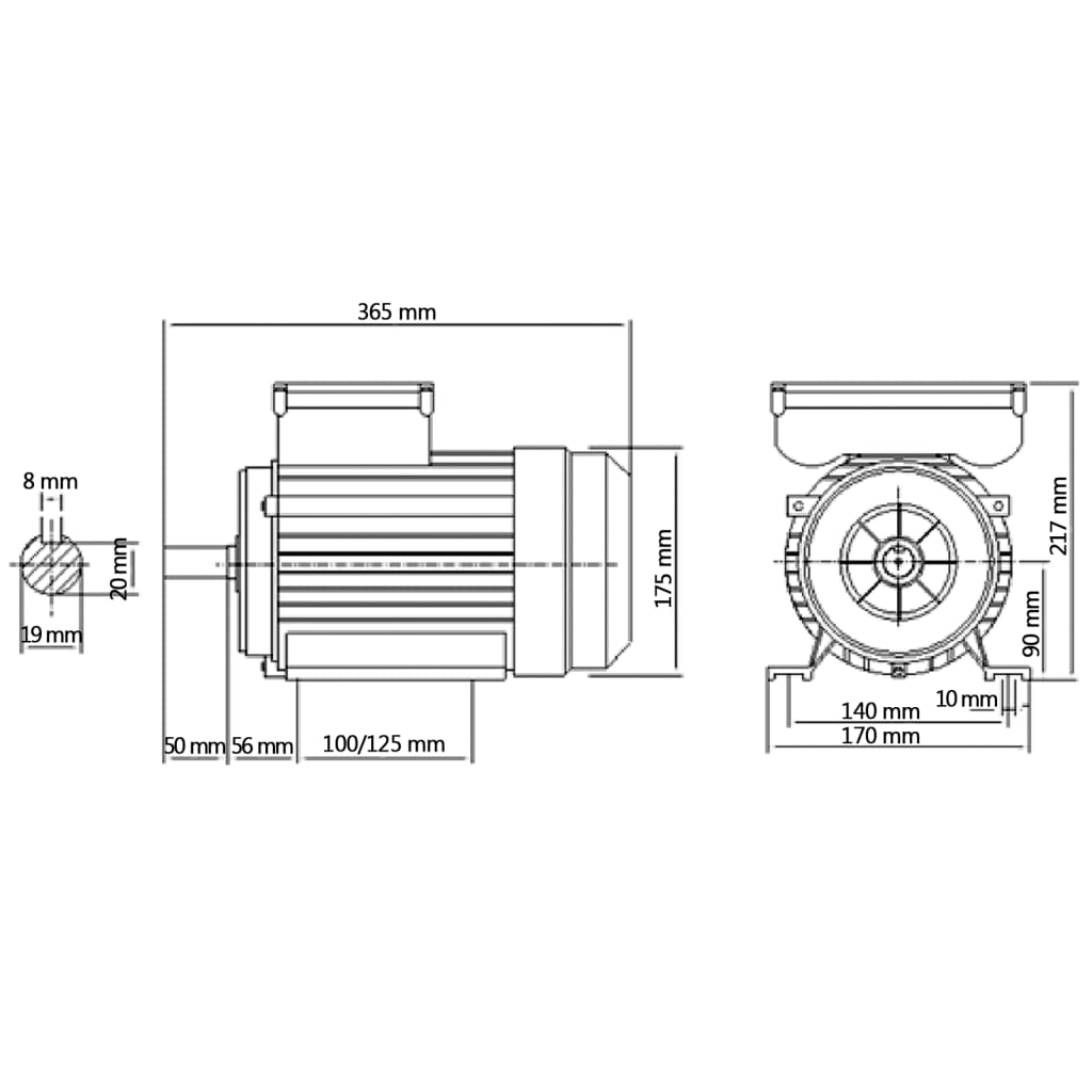 1-Vaiheinen Sähkömoottori Alumiini 2,2 Kw/3Hp 2-Napaa 2800 Rpm