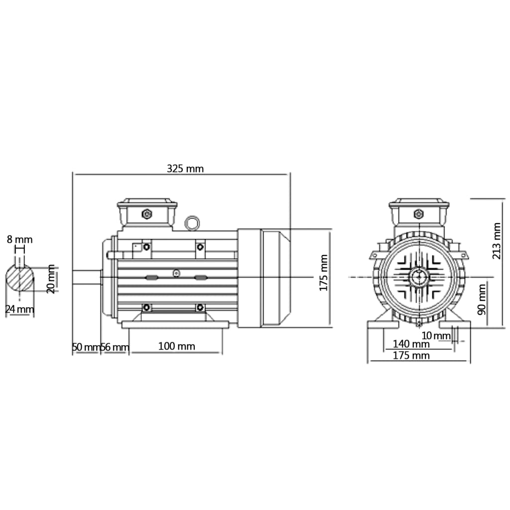 3-Vaiheinen Sähkömoottori Alumiini 1,5Kw/2Hp 2-Napainen 2840Rpm