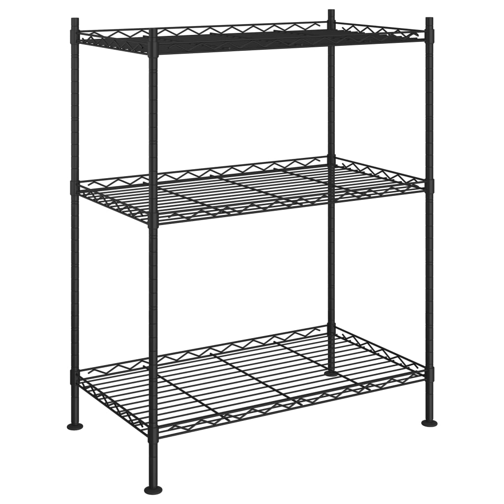 3-Kerroksinen Varastohylly 60X35X76 Cm Musta150 Kg