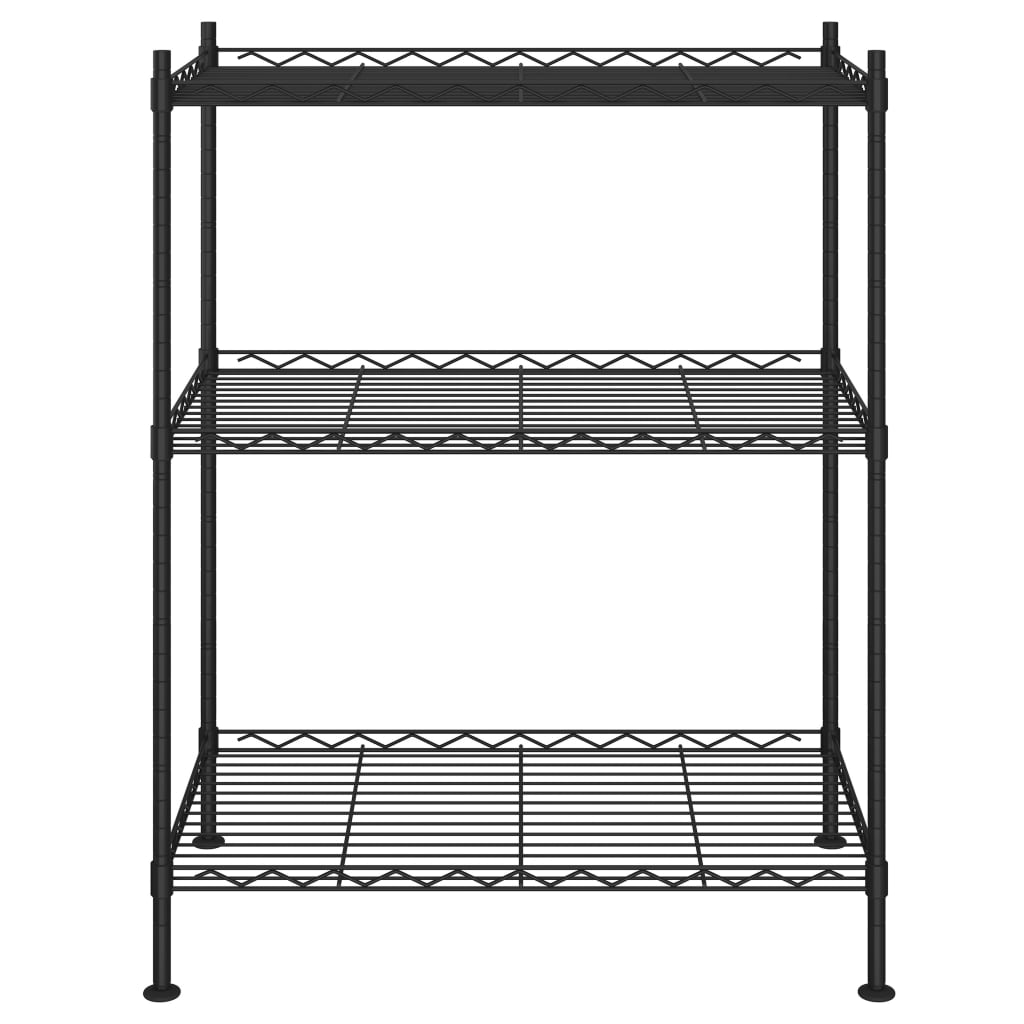 3-Kerroksinen Varastohylly 60X35X76 Cm Musta150 Kg