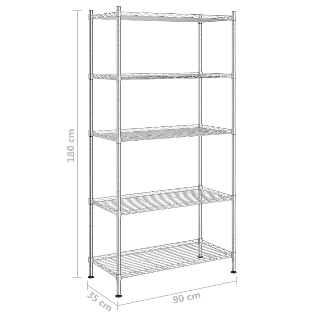 5-Kerroksinen Varastohylly 90X35X180 Cm Kromi 250 Kg