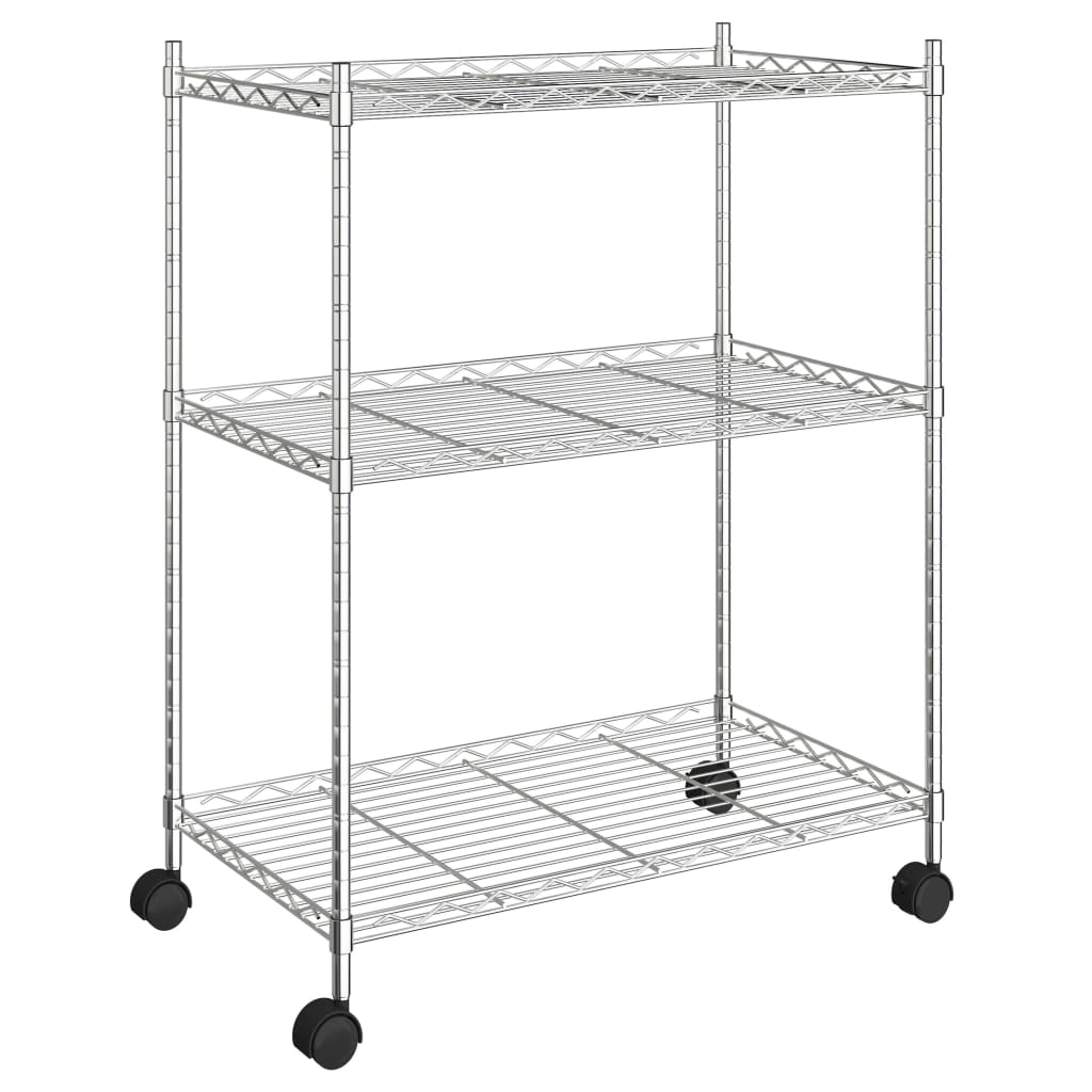 3-Kerroksinen Säilytysvaunu 60X35X81 Cm Kromi 150 Kg