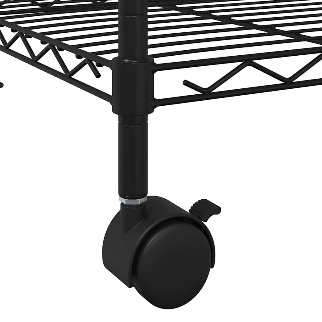 3-Kerroksinen Varastohylly Pyörillä 60X35X81 Cm Musta 150 Kg