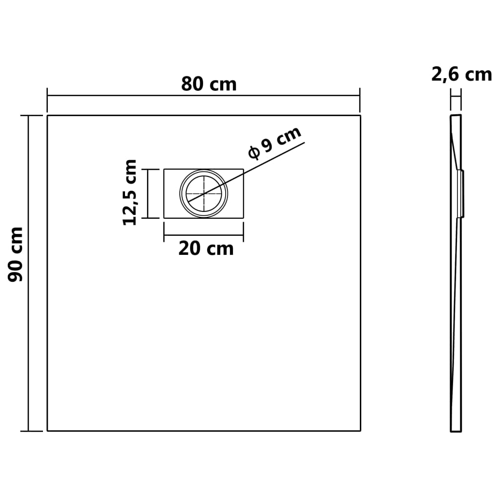 Suihkualusta Smc Harmaa 90X80 Cm