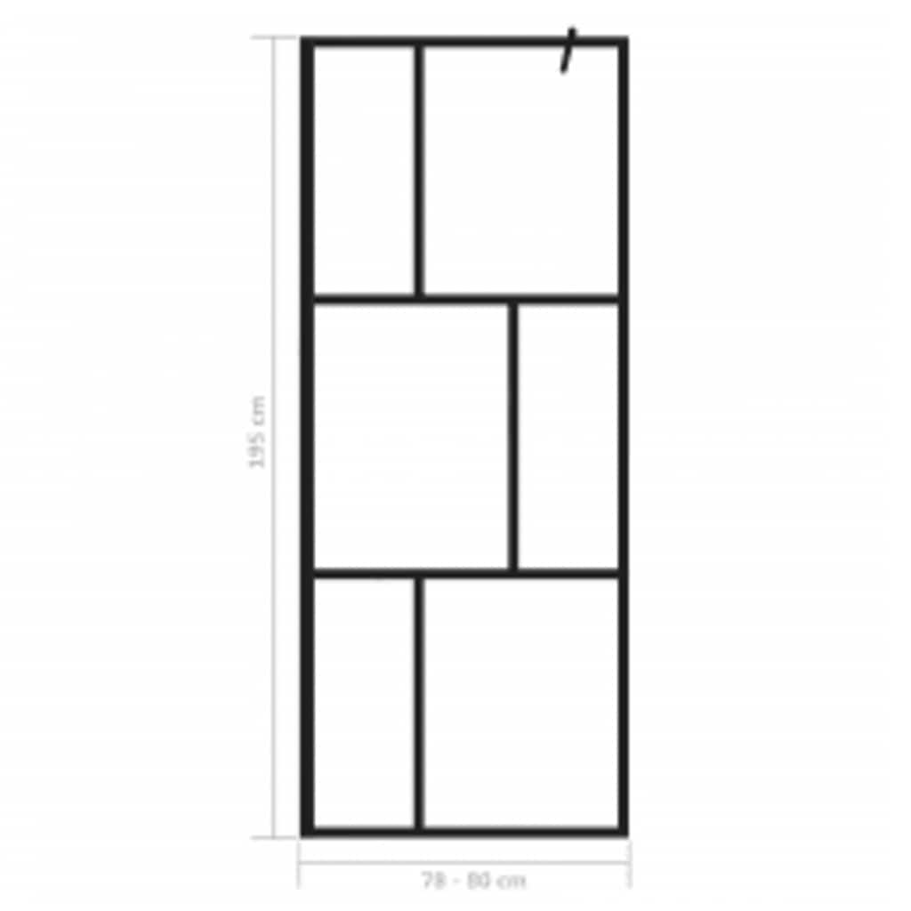 Walk-In Suihkuseinä Karkaistu Lasi Musta 80X195 Cm