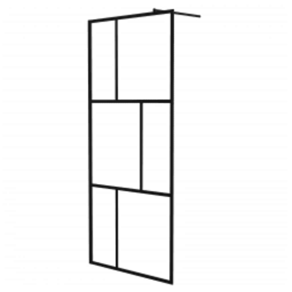 Walk-In Suihkuseinä Karkaistu Lasi Musta 90X195 Cm