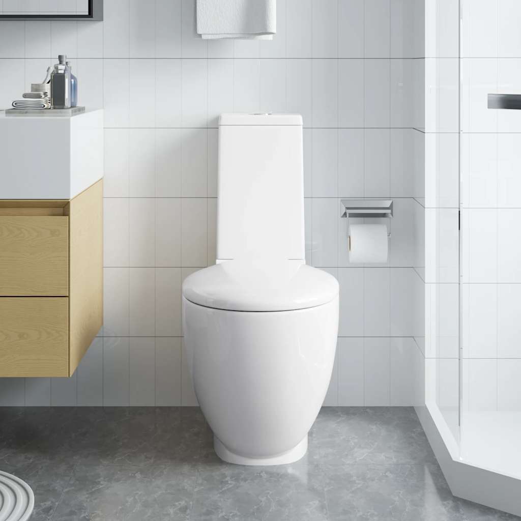 Keraaminen Wc-Istuin Pyöreä Alapuolinen Veden Virtaus Valkoinen