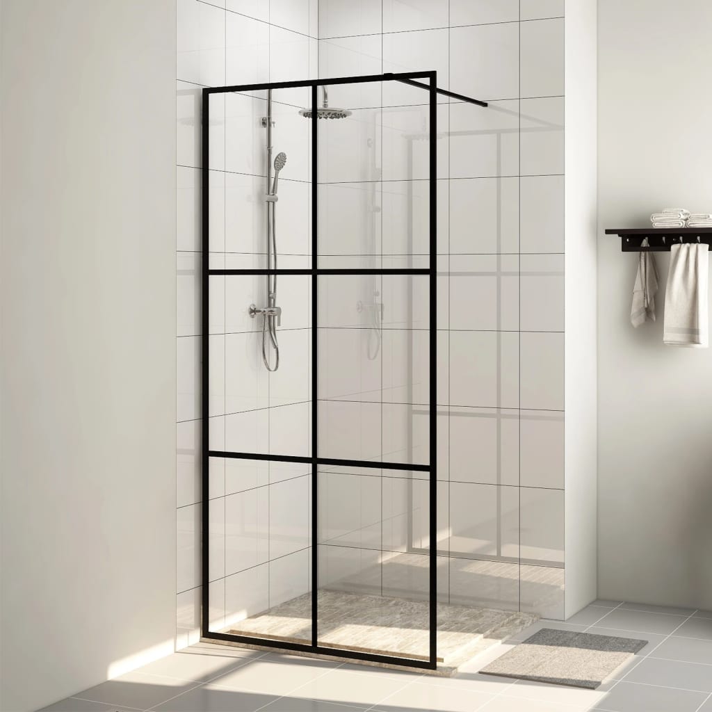 Walk-In Suihkun Seinäke Kirkas Esg-Lasi 90X195 Cm Musta