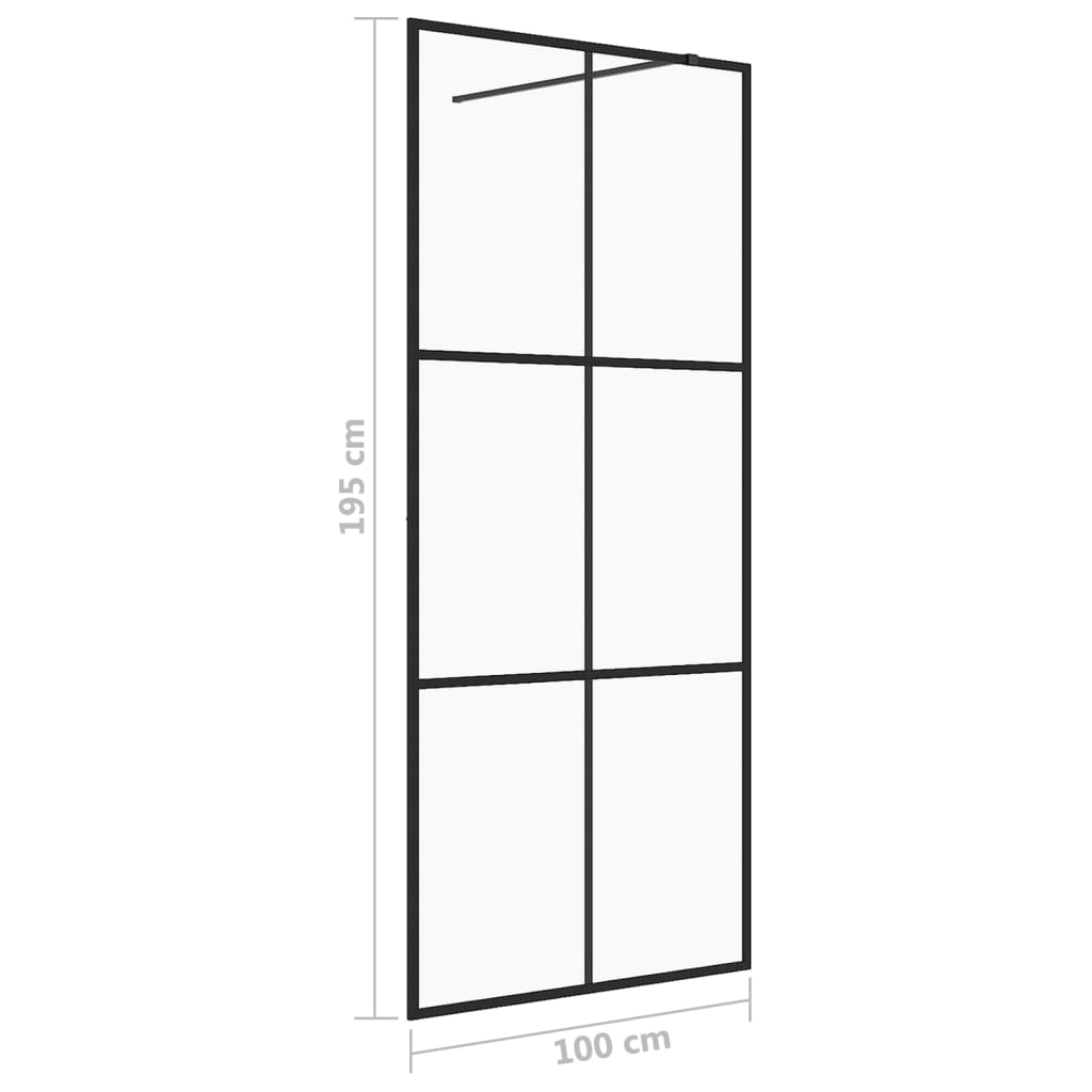 Walk-In Suihkun Seinäke Kirkas Esg-Lasi 100X195 Cm Musta