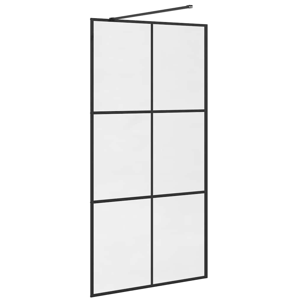 Walk-In Suihkun Seinäke Kirkas Esg-Lasi 100X195 Cm Musta