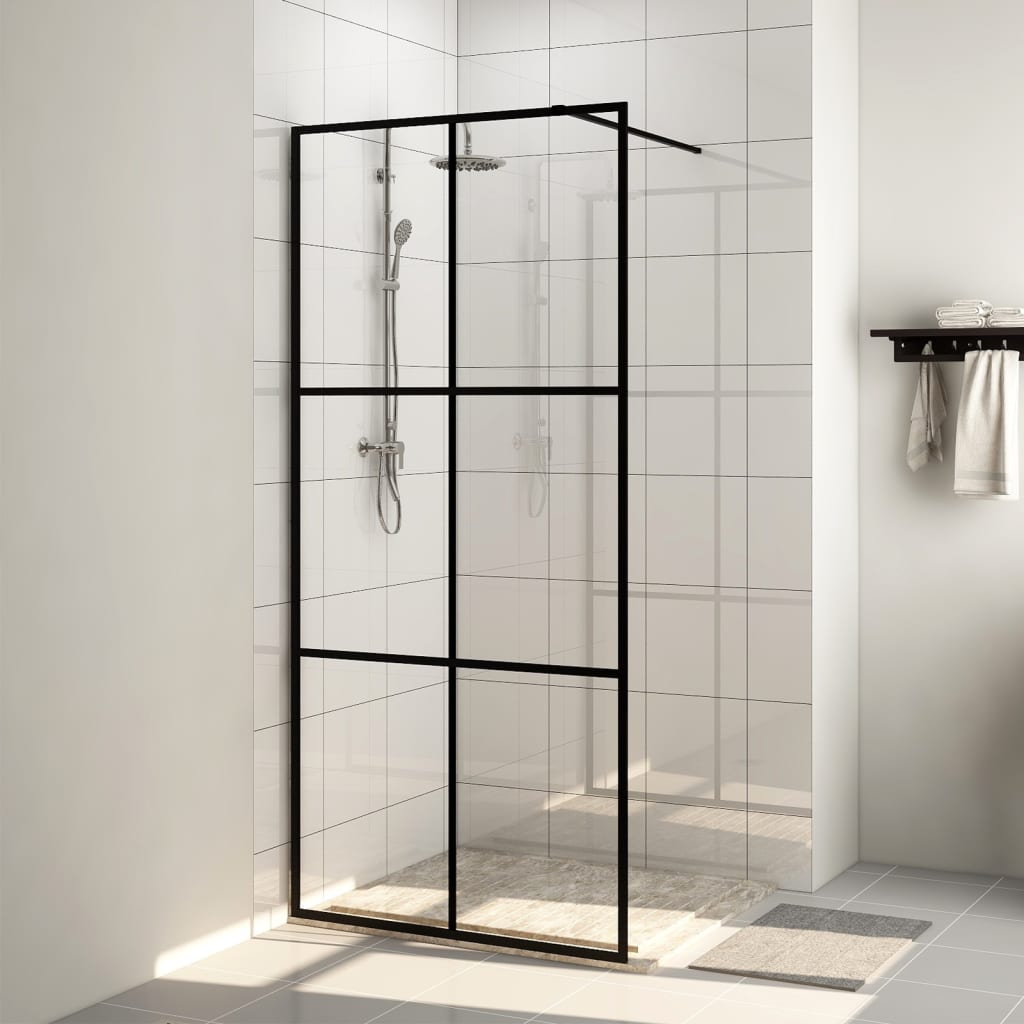 Walk-In Suihkun Seinäke Kirkas Esg-Lasi 100X195 Cm Musta