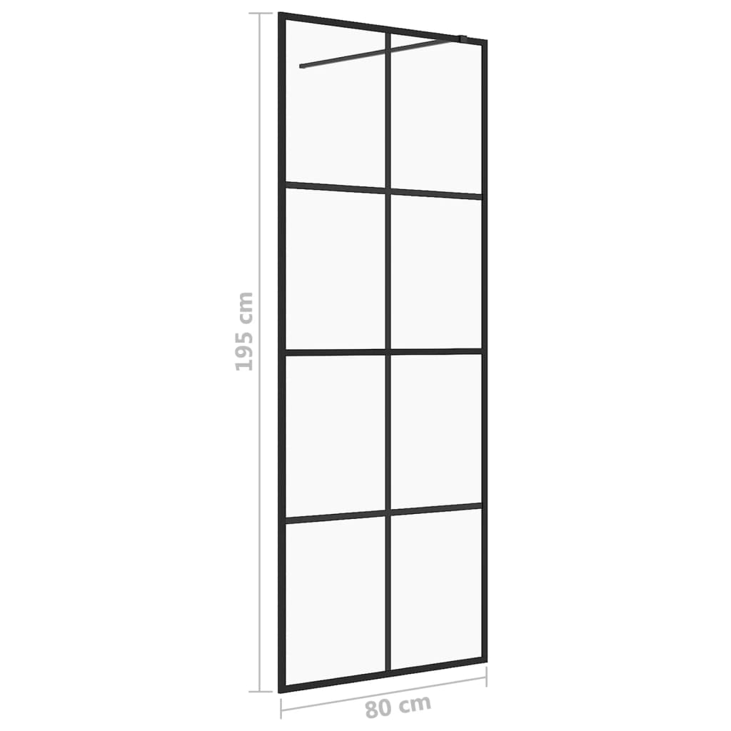 Walk-In Suihkun Seinäke Kirkas Esg-Lasi 80X195 Cm Musta