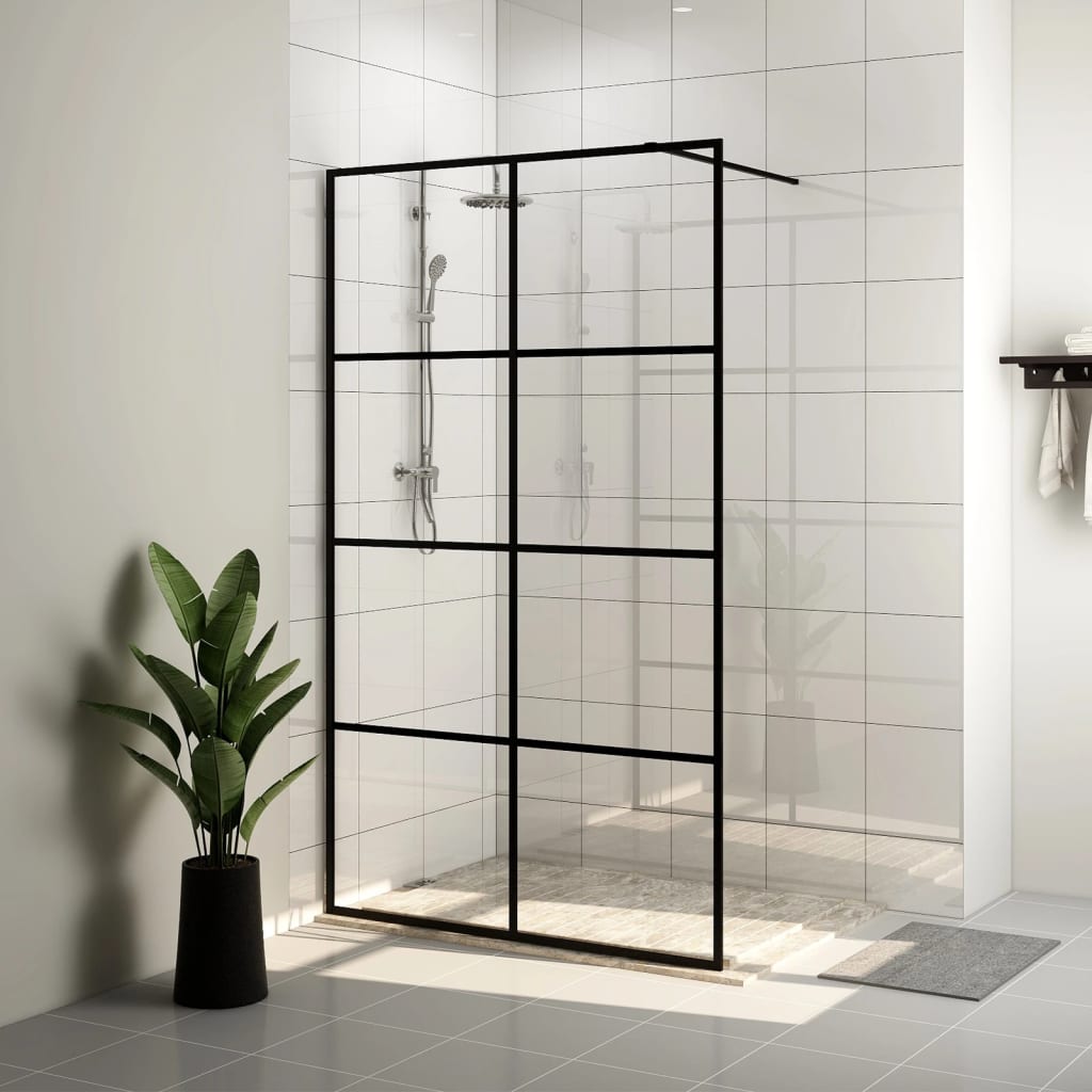 Walk-In Suihkun Seinäke Kirkas Esg-Lasi 90X195 Cm Musta