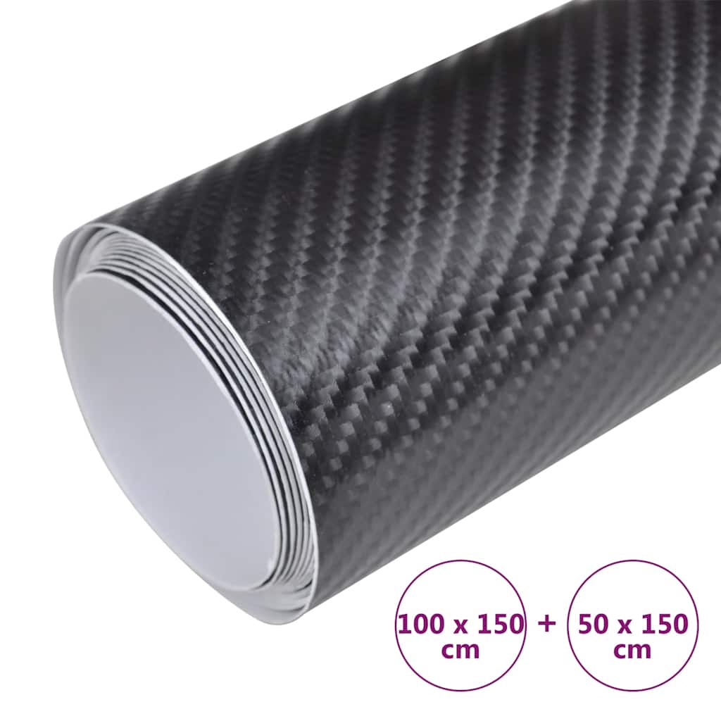 Auton Päällystekalvot 2 Kpl 4D Musta 100X150 Cm + 50X150 Cm