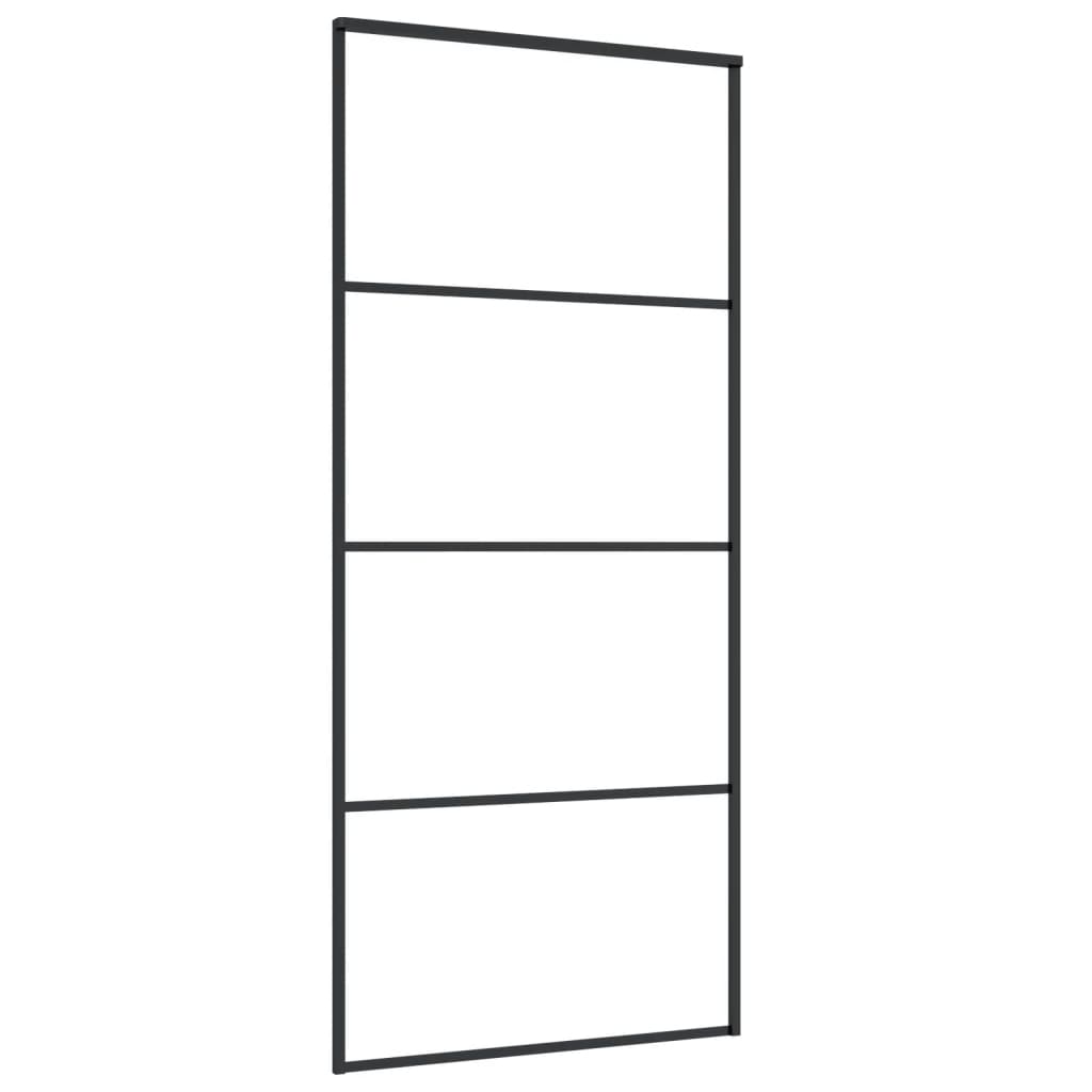 Liukuovi Esg-Huurrelasi Ja Alumiini 90X205 Cm Musta