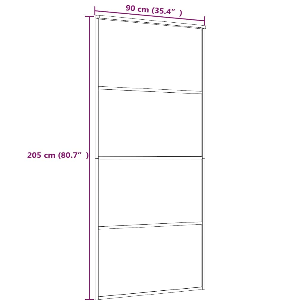 Liukuovi Esg-Huurrelasi Ja Alumiini 90X205 Cm Musta