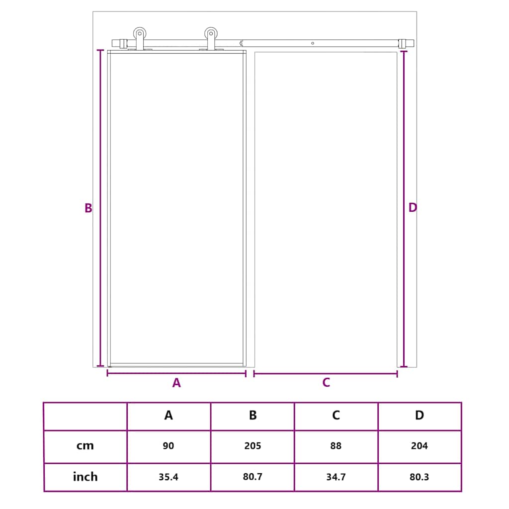 Liukuovi Esg-Lasi Ja Alumiini 90X205 Cm Valkoinen